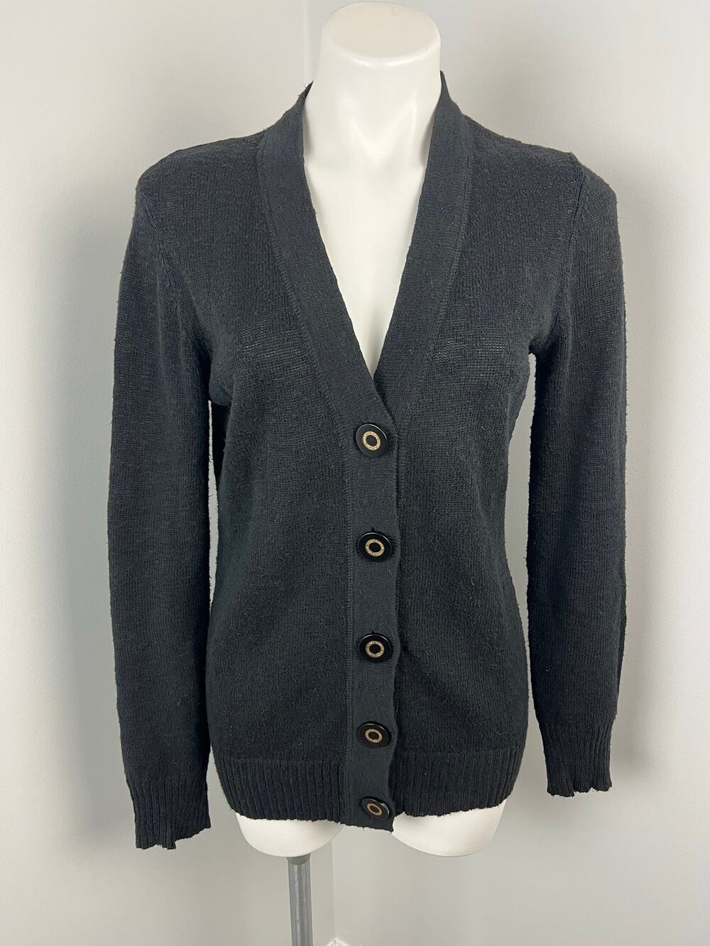 Tory Burch Cotton Linen Blend Black Cardigan Small
